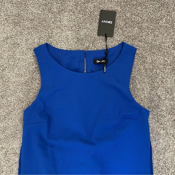DKNY Women's Dress Royal Blue Pleated Sides Sleeveless Size 6 - NWT $129 - Picture 3 of 16